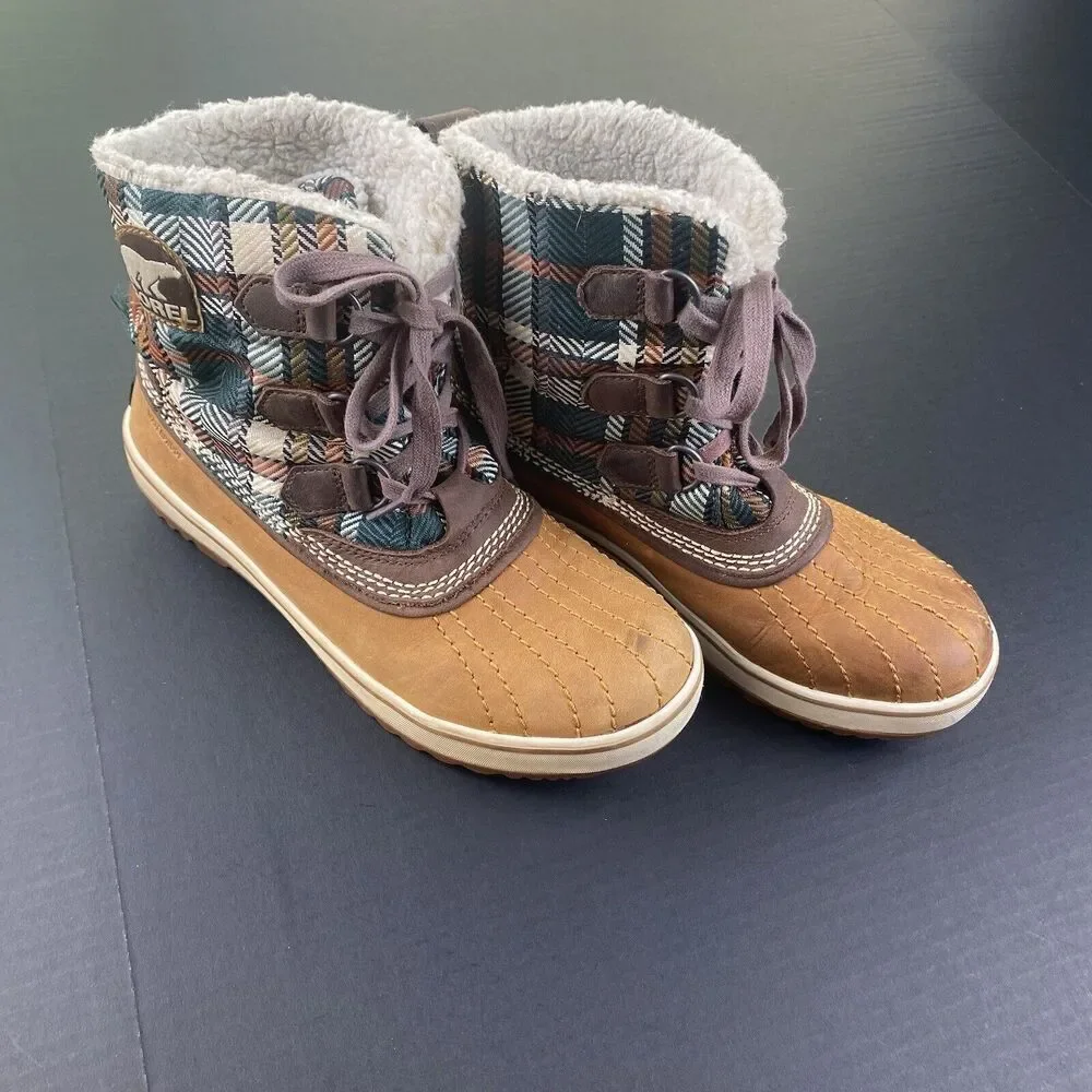 Womens Sorel Plaid Duck Boots Sz‎ 6.5 US/ 5 UK/ 38NL 1799-208 Waterproof Shoes